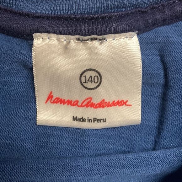 Hanna Andersson shirt size 10 short sleeve shirt wolf blue 140 cotton spring - Picture 3 of 4